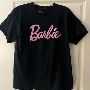 Barbie Women’s Tee in Black with Pink Logo